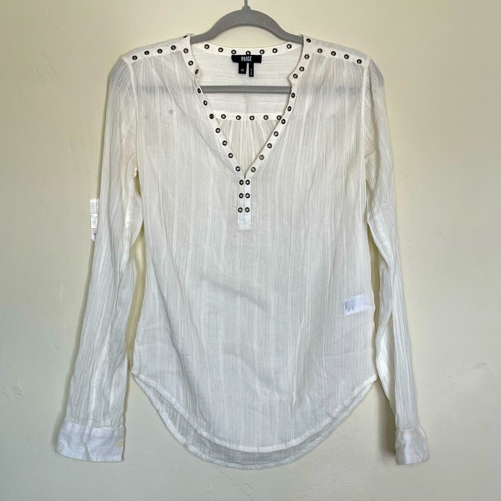 Paige White Long Sleeve Tunic w/ Hardware